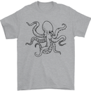 Octopus Ouline Mens T-Shirt 100% Cotton Sports Grey