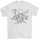 Octopus Ouline Mens T-Shirt 100% Cotton White
