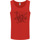 Octopus Ouline Mens Vest Tank Top Red