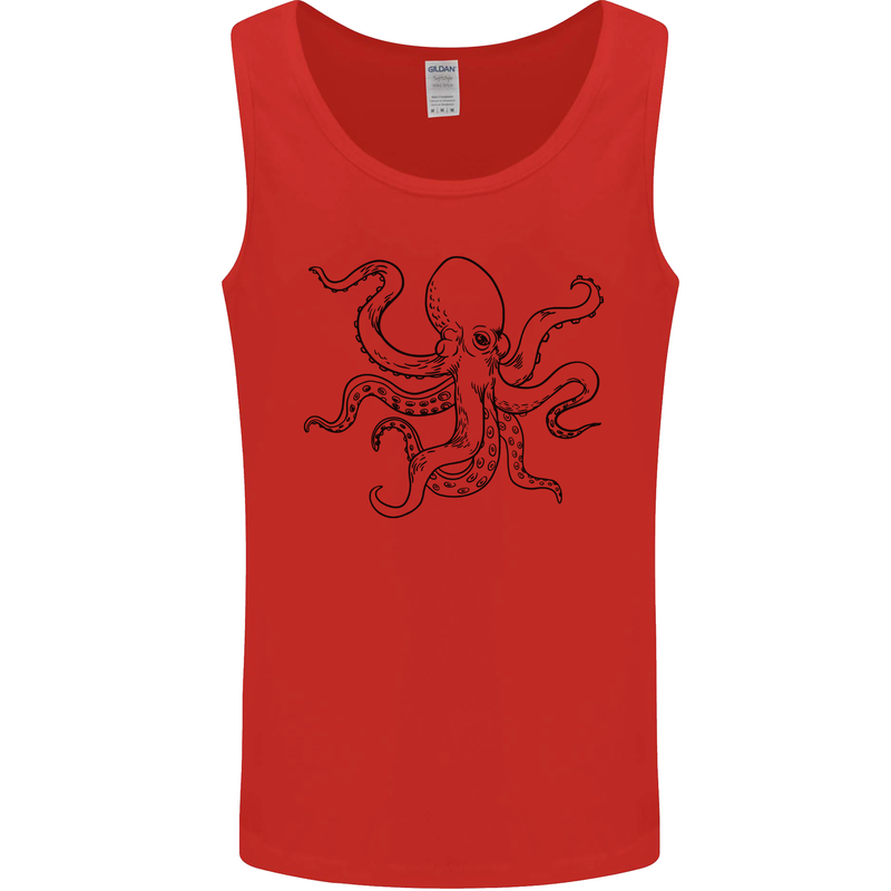 Octopus Ouline Mens Vest Tank Top Red