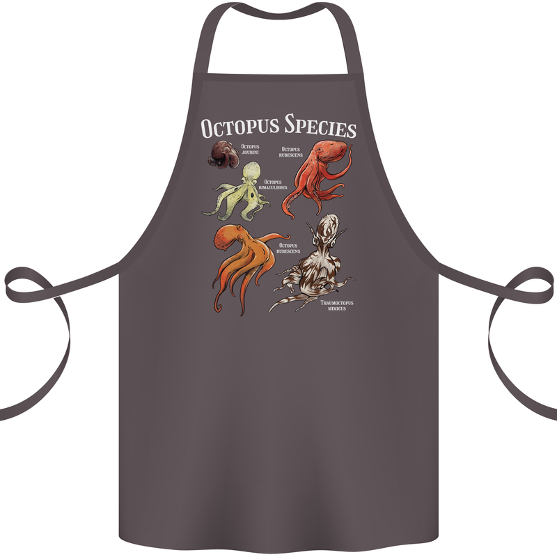 Octopus Species Scuba Diving Ocean Cotton Apron 100% Organic Dark Grey