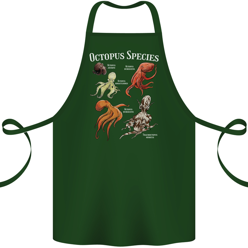 Octopus Species Scuba Diving Ocean Cotton Apron 100% Organic Forest Green