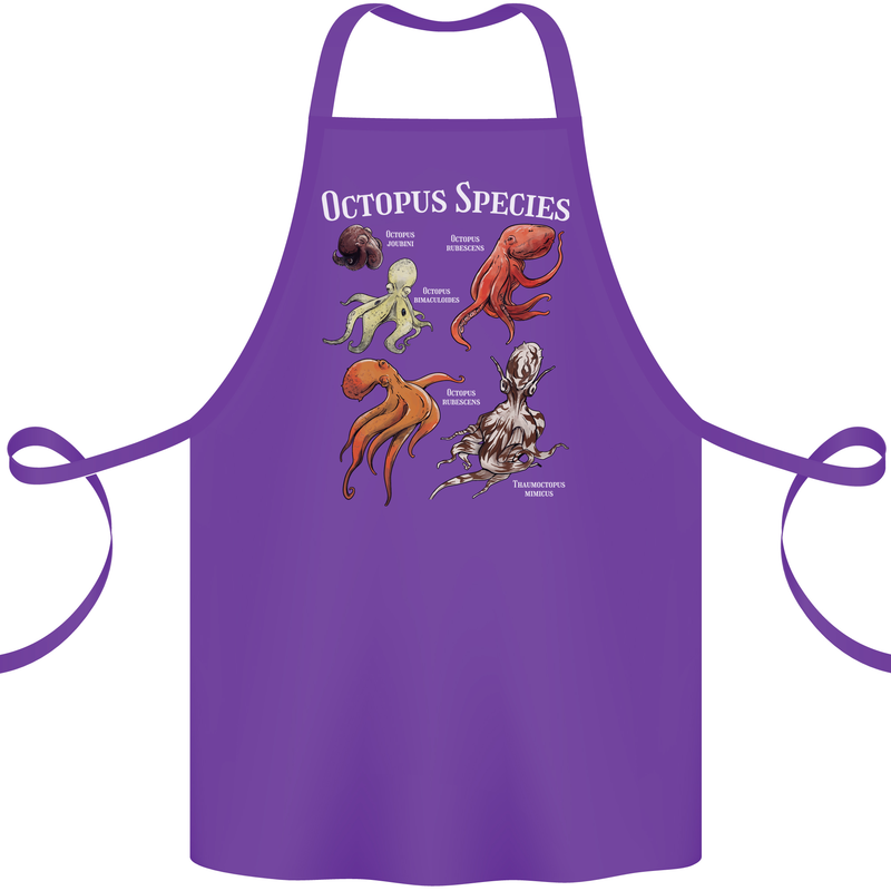 Octopus Species Scuba Diving Ocean Cotton Apron 100% Organic Purple