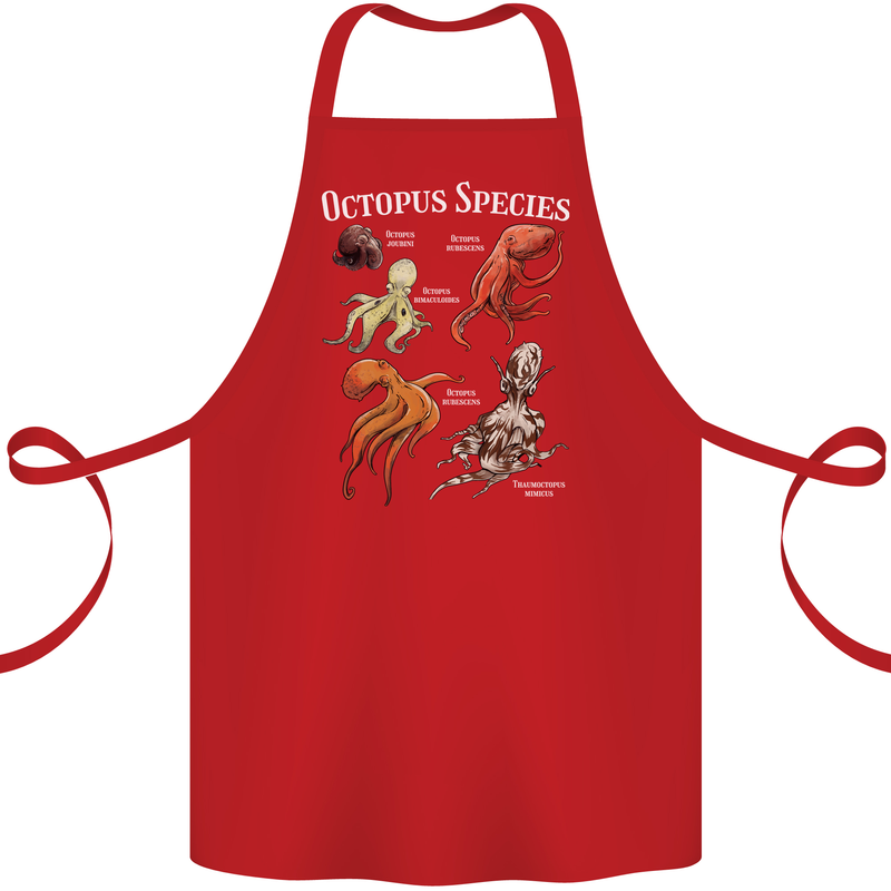 Octopus Species Scuba Diving Ocean Cotton Apron 100% Organic Red