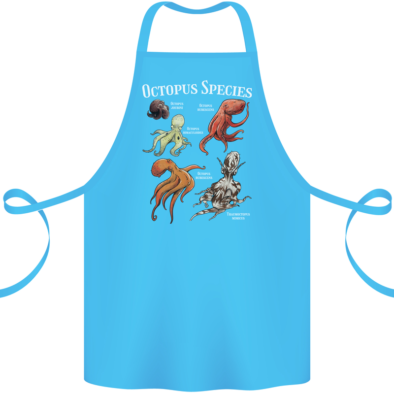 Octopus Species Scuba Diving Ocean Cotton Apron 100% Organic Turquoise