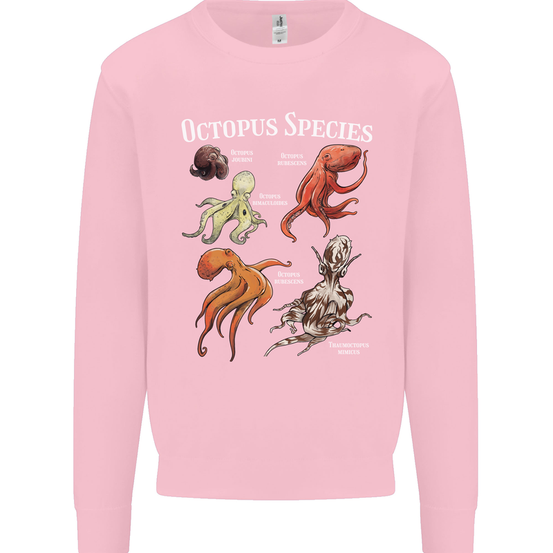 Octopus Species Scuba Diving Ocean Kids Sweatshirt Jumper Light Pink