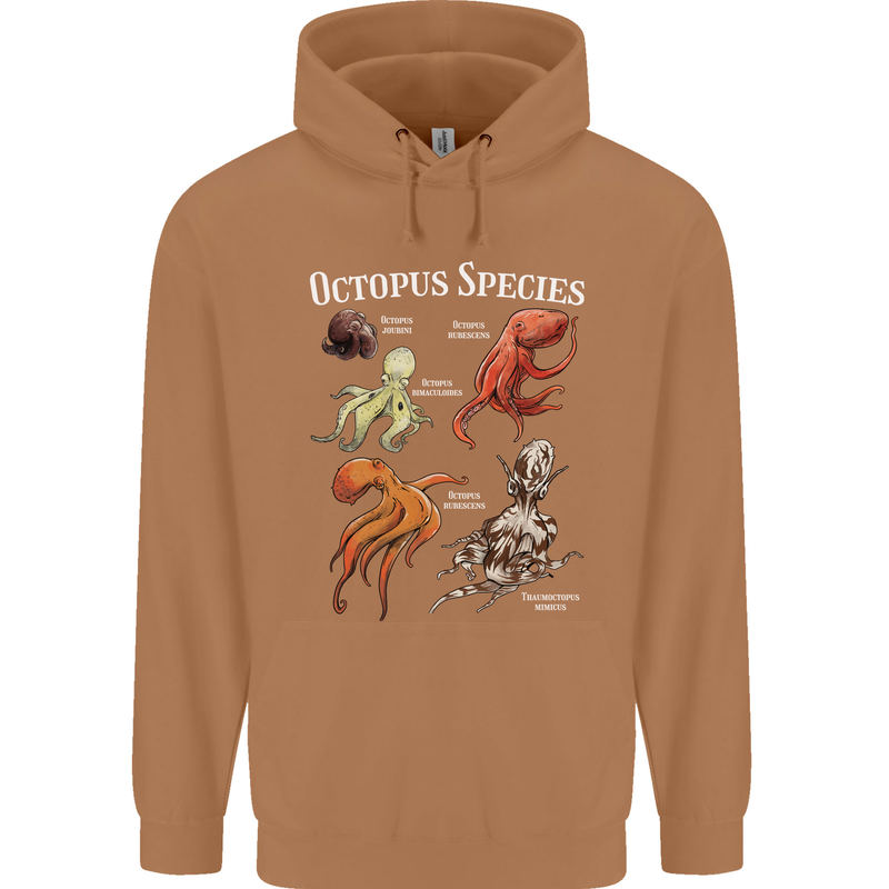Octopus Species Scuba Diving Ocean Mens 80% Cotton Hoodie Caramel Latte