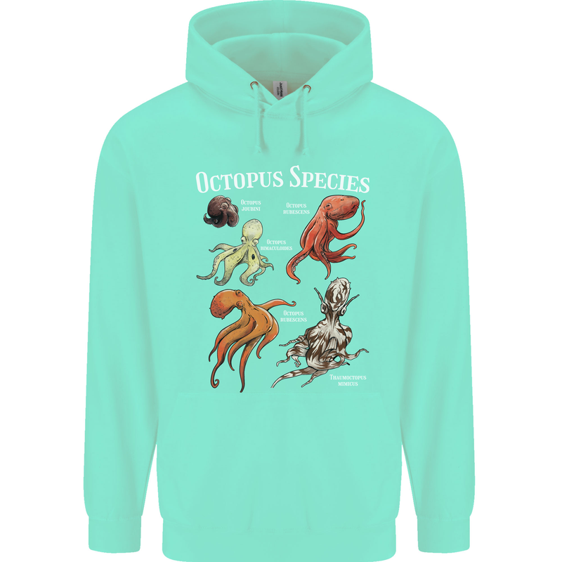 Octopus Species Scuba Diving Ocean Mens 80% Cotton Hoodie Peppermint