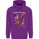 Octopus Species Scuba Diving Ocean Mens 80% Cotton Hoodie Purple