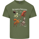 Octopus Species Scuba Diving Ocean Mens Cotton T-Shirt Tee Top Military Green