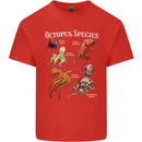Octopus Species Scuba Diving Ocean Mens Cotton T-Shirt Tee Top Red