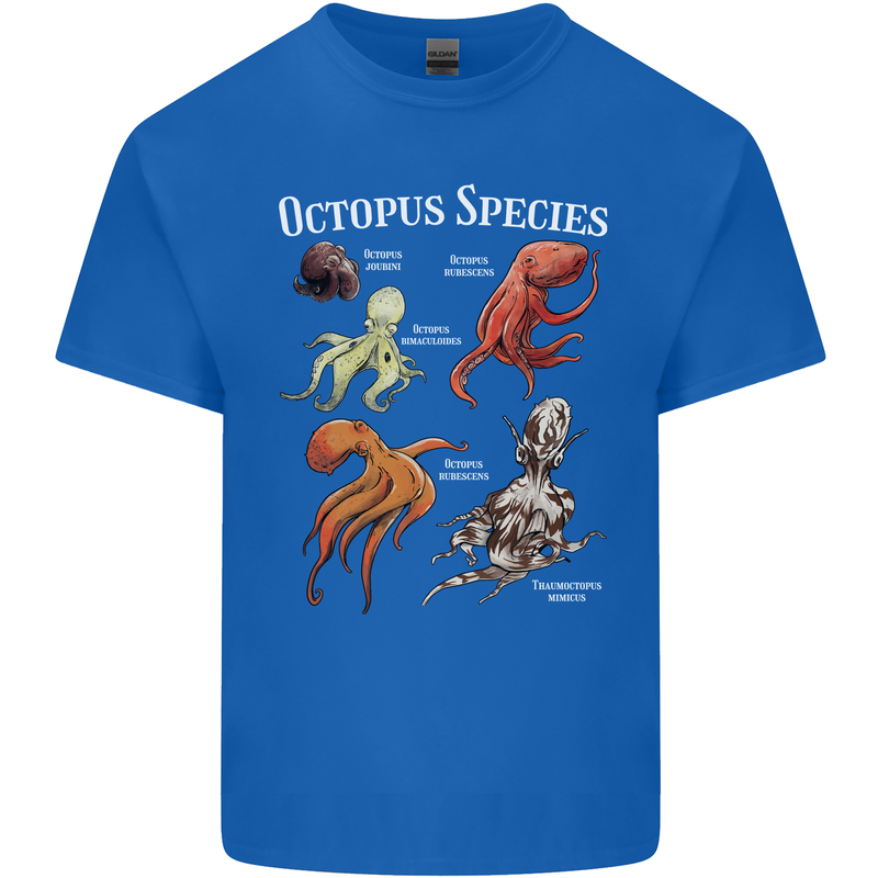 Octopus Species Scuba Diving Ocean Mens Cotton T-Shirt Tee Top Royal Blue