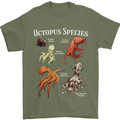 Octopus Species Scuba Diving Ocean Mens T-Shirt 100% Cotton Military Green