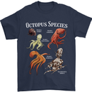 Octopus Species Scuba Diving Ocean Mens T-Shirt 100% Cotton Navy Blue