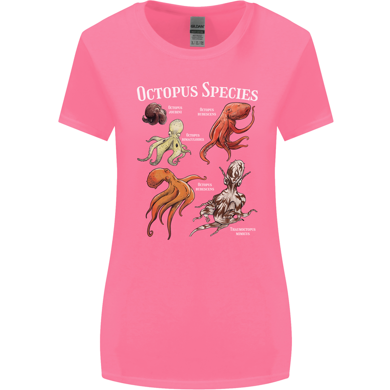 Octopus Species Scuba Diving Ocean Womens Wider Cut T-Shirt Azalea