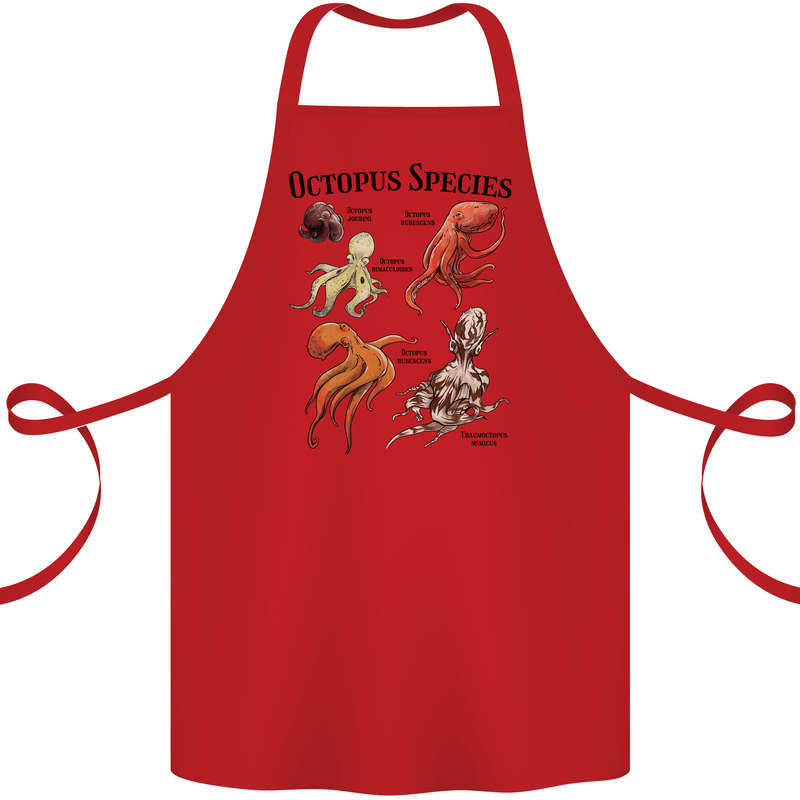 Octopus Species Sealife Scuba Diving Cotton Apron 100% Organic Red