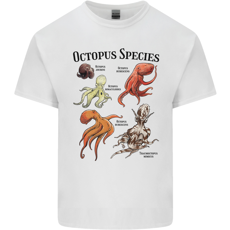 Octopus Species Sealife Scuba Diving Kids T-Shirt Childrens White