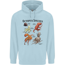Octopus Species Sealife Scuba Diving Mens 80% Cotton Hoodie Light Blue