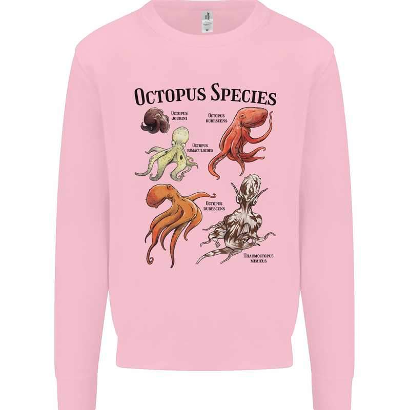 Octopus Species Sealife Scuba Diving Mens Sweatshirt Jumper Light Pink