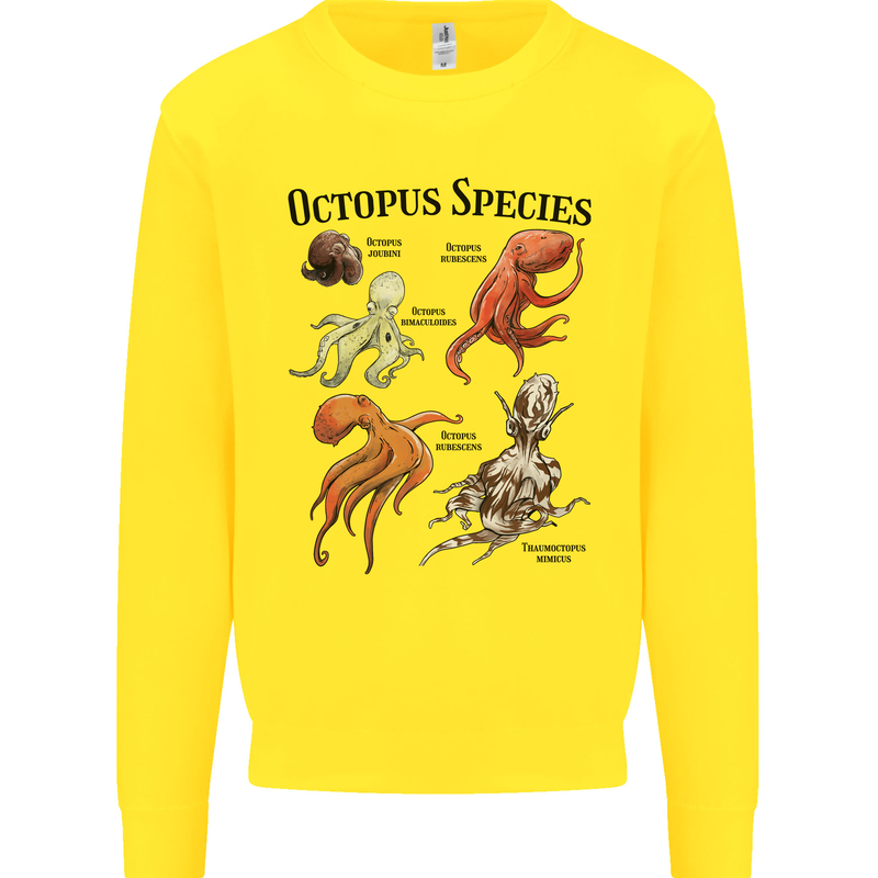 Octopus Species Sealife Scuba Diving Mens Sweatshirt Jumper Yellow