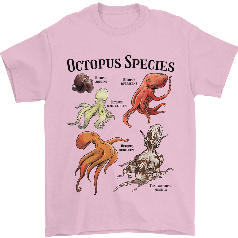 Octopus Species Sealife Scuba Diving Mens T-Shirt 100% Cotton Light Pink