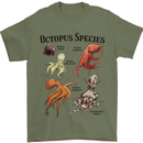 Octopus Species Sealife Scuba Diving Mens T-Shirt 100% Cotton Military Green