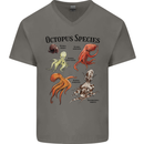 Octopus Species Sealife Scuba Diving Mens V-Neck Cotton T-Shirt Charcoal
