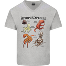 Octopus Species Sealife Scuba Diving Mens V-Neck Cotton T-Shirt Sports Grey