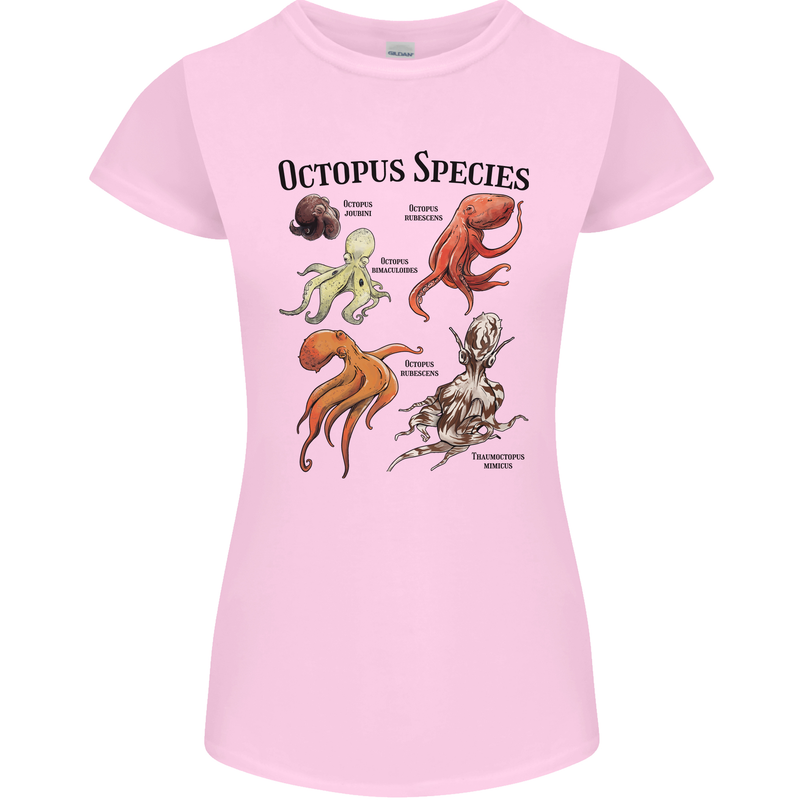 Octopus Species Sealife Scuba Diving Womens Petite Cut T-Shirt Light Pink