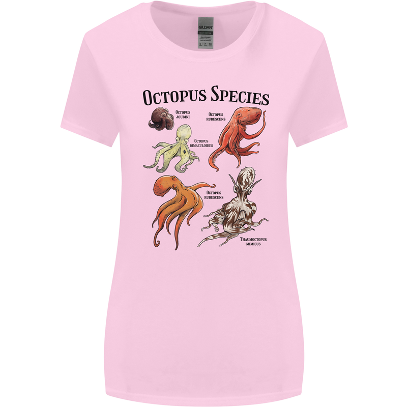 Octopus Species Sealife Scuba Diving Womens Wider Cut T-Shirt Light Pink