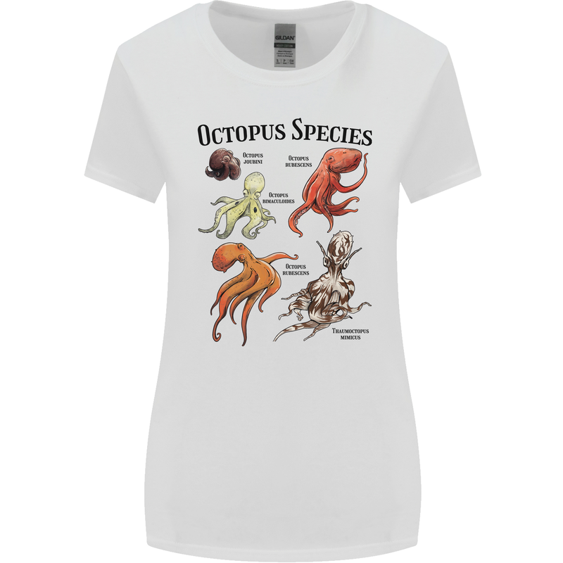 Octopus Species Sealife Scuba Diving Womens Wider Cut T-Shirt White