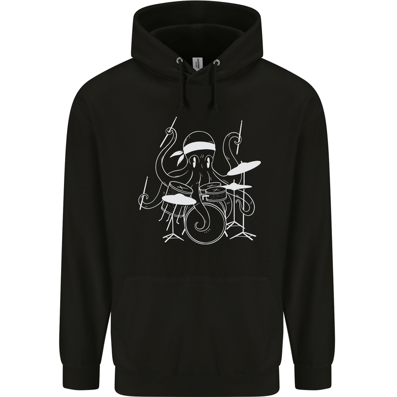 Octoput Drummer Rock Band Drumming Drum Mens 80% Cotton Hoodie Black