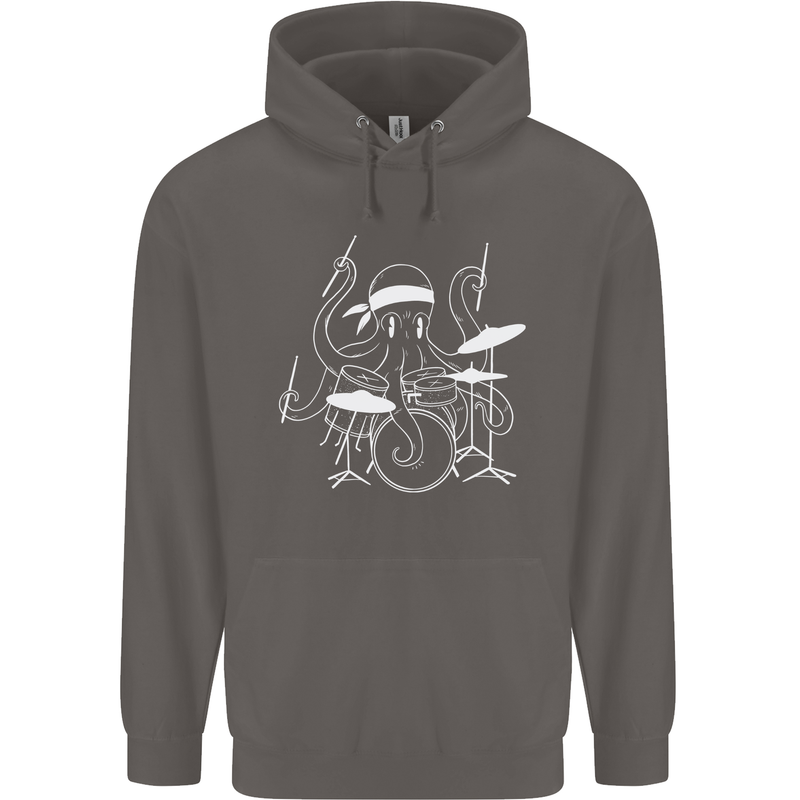 Octoput Drummer Rock Band Drumming Drum Mens 80% Cotton Hoodie Charcoal