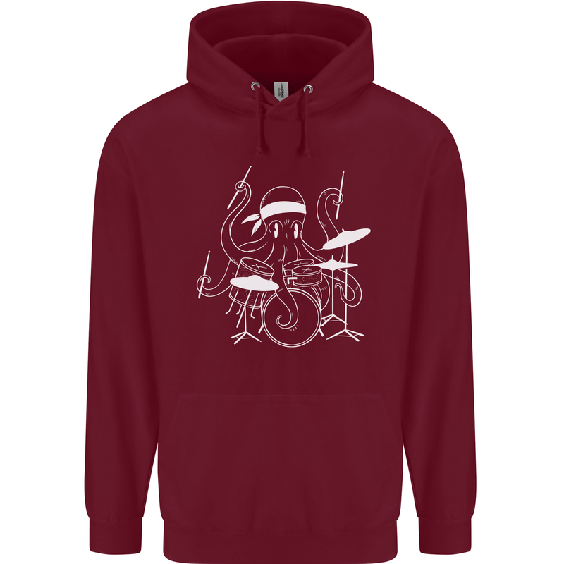Octoput Drummer Rock Band Drumming Drum Mens 80% Cotton Hoodie Maroon