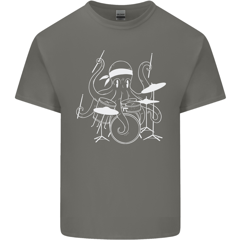 Octoput Drummer Rock Band Drumming Drum Mens Cotton T-Shirt Tee Top Charcoal