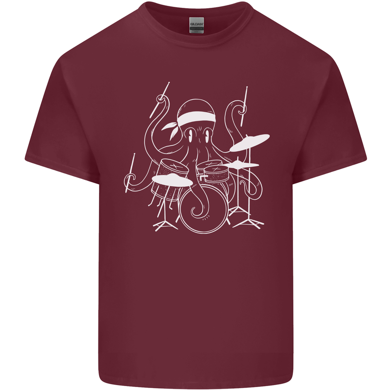 Octoput Drummer Rock Band Drumming Drum Mens Cotton T-Shirt Tee Top Maroon