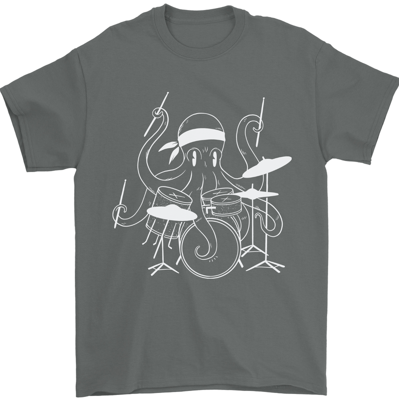 Octoput Drummer Rock Band Drumming Drum Mens T-Shirt 100% Cotton Charcoal