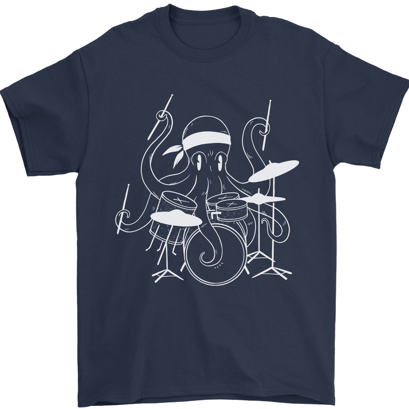 Octoput Drummer Rock Band Drumming Drum Mens T-Shirt 100% Cotton Navy Blue