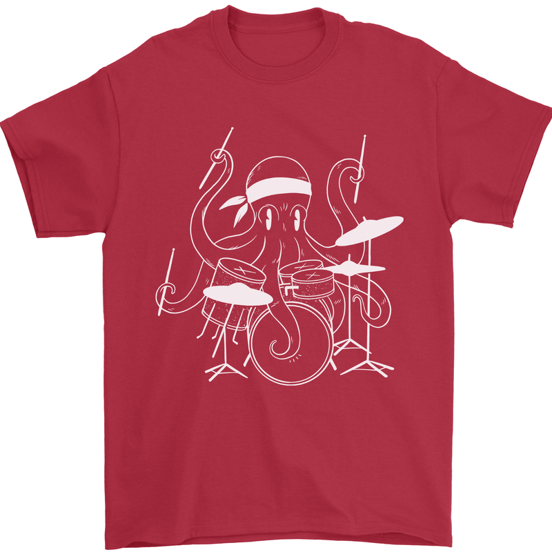 Octoput Drummer Rock Band Drumming Drum Mens T-Shirt 100% Cotton Red