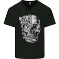 Odd Skull Mens V-Neck Cotton T-Shirt Black