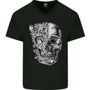 Odd Skull Mens V-Neck Cotton T-Shirt Black