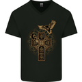 Odin Celtic Raven Viking Thor Ragnar Norse Mens V-Neck Cotton T-Shirt Black