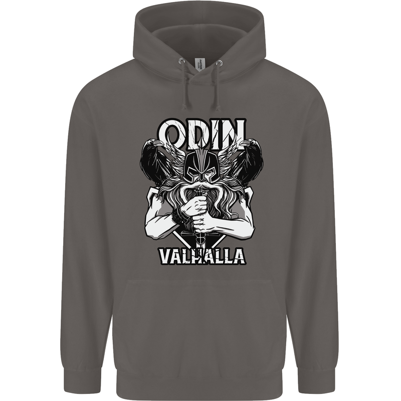 Odin Valhalla Viking Warrior Mens 80% Cotton Hoodie Charcoal