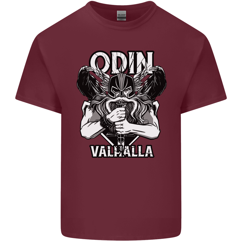 Odin Valhalla Viking Warrior Mens Cotton T-Shirt Tee Top Maroon