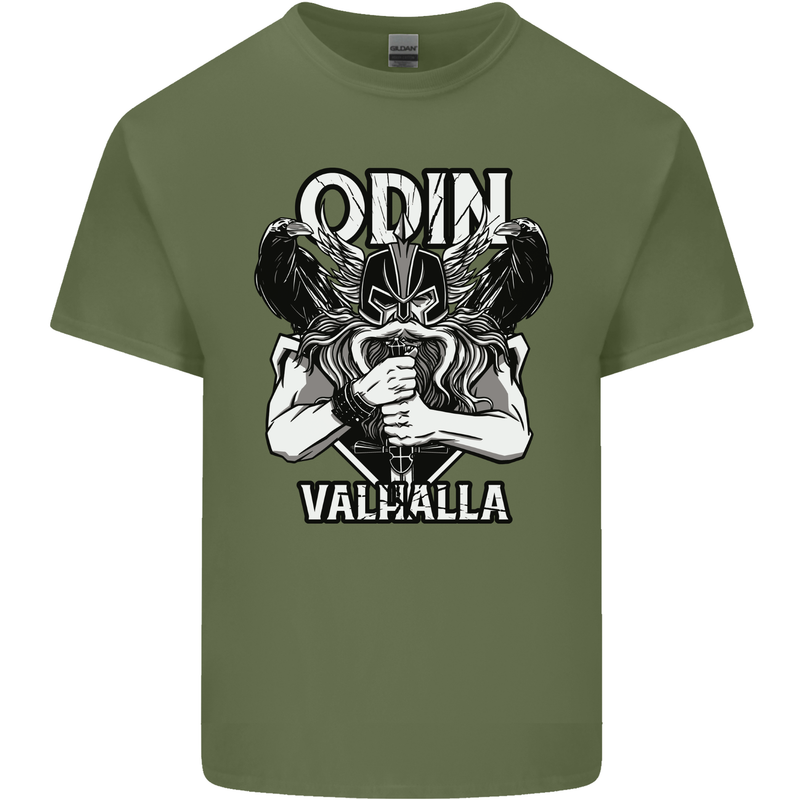 Odin Valhalla Viking Warrior Mens Cotton T-Shirt Tee Top Military Green