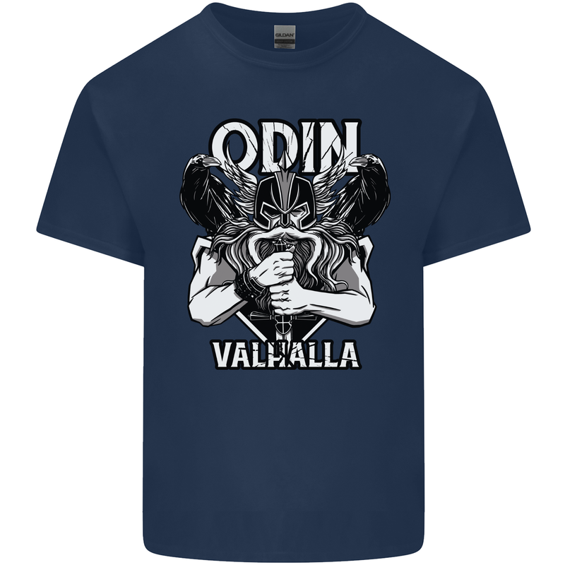 Odin Valhalla Viking Warrior Mens Cotton T-Shirt Tee Top Navy Blue