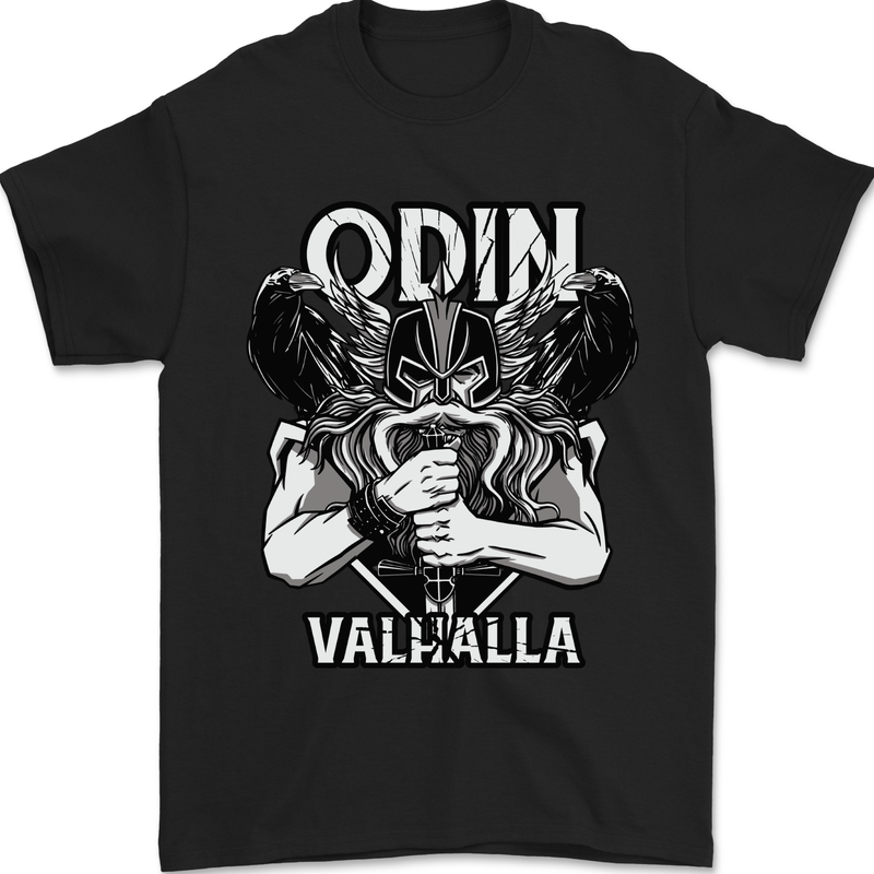 Odin Valhalla Viking Warrior Mens T-Shirt 100% Cotton Black