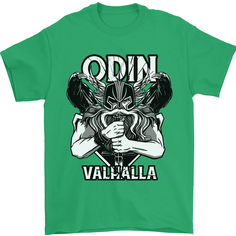 Odin Valhalla Viking Warrior Mens T-Shirt 100% Cotton Irish Green