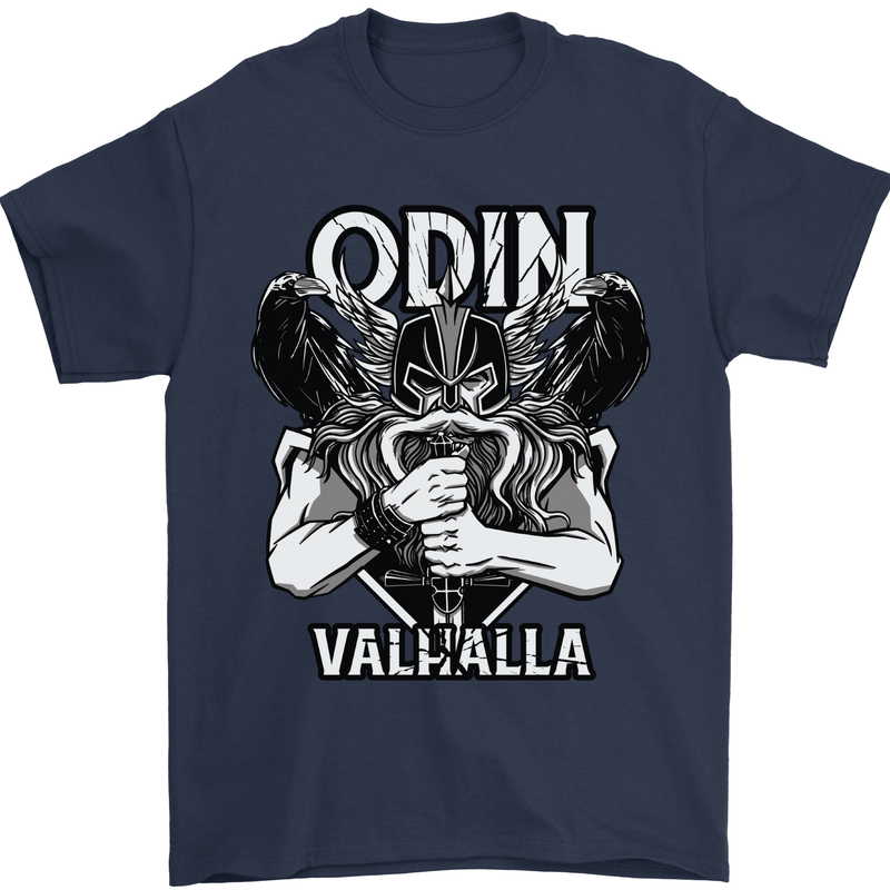Odin Valhalla Viking Warrior Mens T-Shirt 100% Cotton Navy Blue
