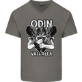 Odin Valhalla Viking Warrior Mens V-Neck Cotton T-Shirt Charcoal
